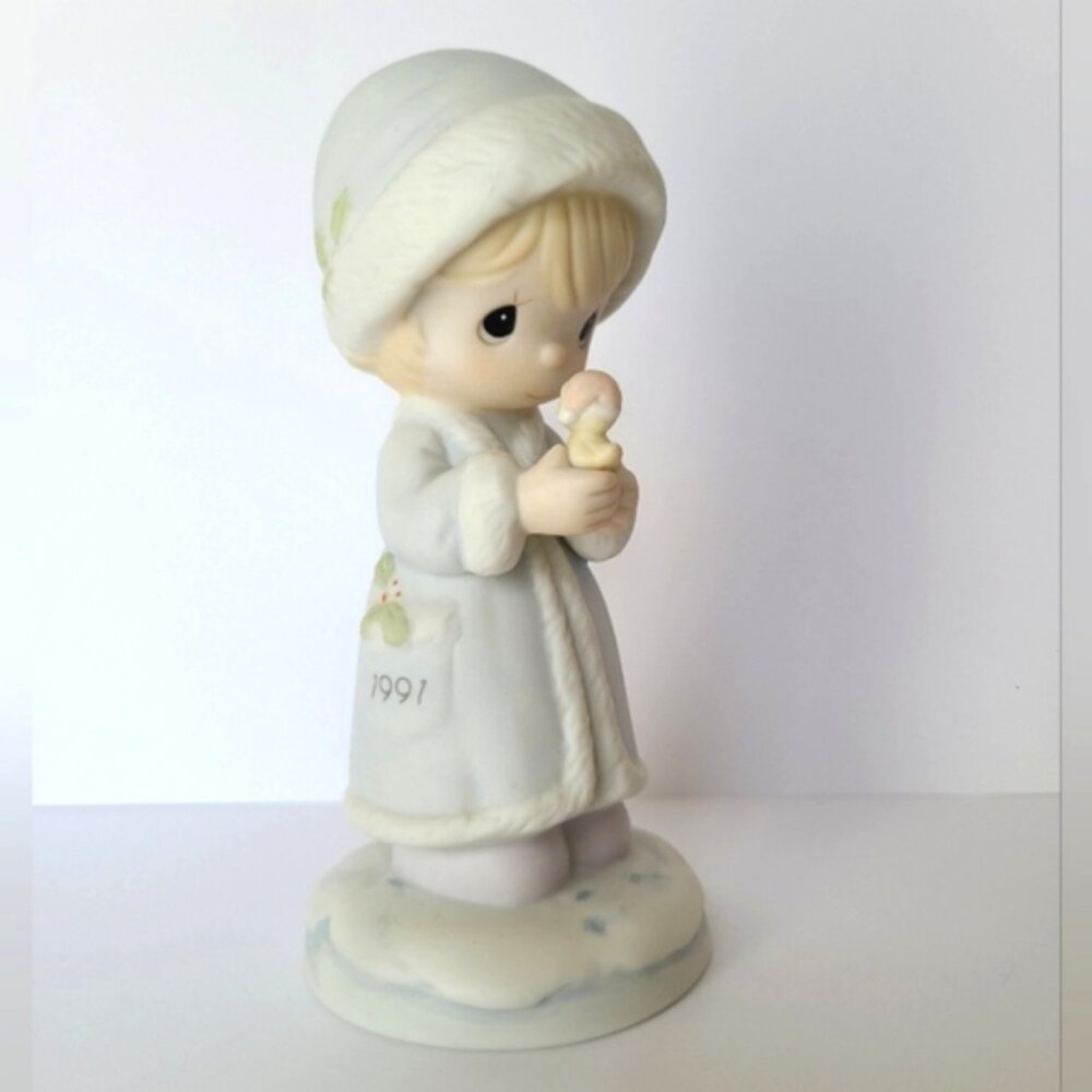 Vintage 90s Precious Moments May Your Christmas Be Merry Collectible Figurine